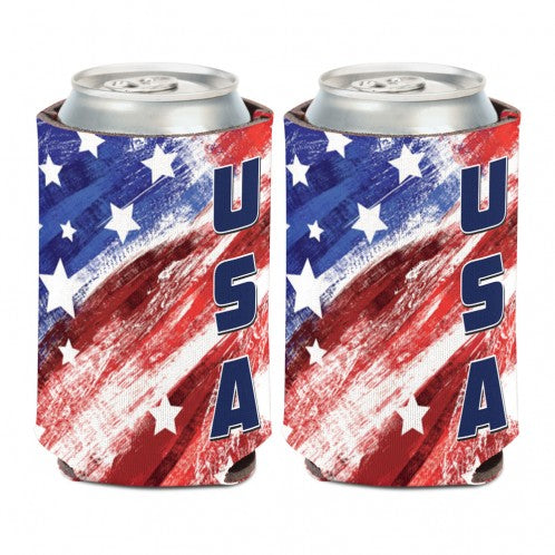 Etched US Flag Insulated Metal Koozie 3-in-1 Can Cooler Patriot