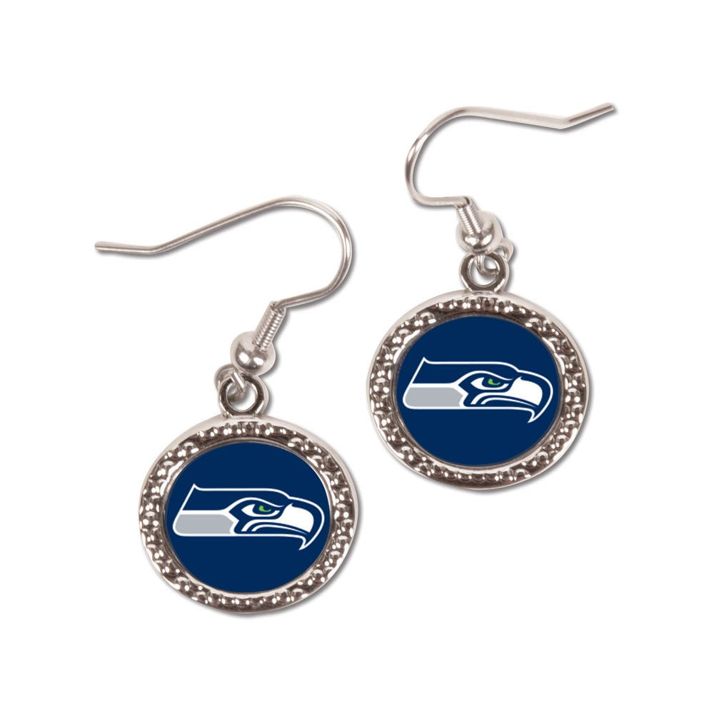 Seattle Seahawks Silver Round Wire Earrings | Flags A' Flying