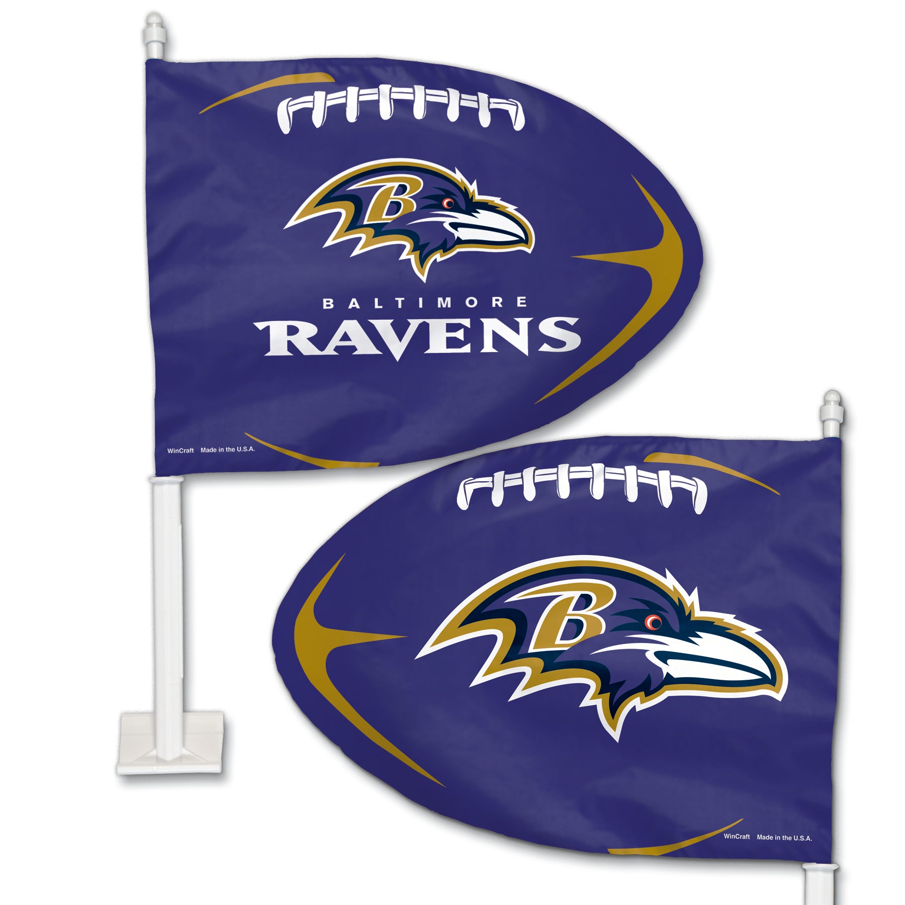 12'x12' Baltimore Ravens Football Shaped Car Flag | Flags A' Flying