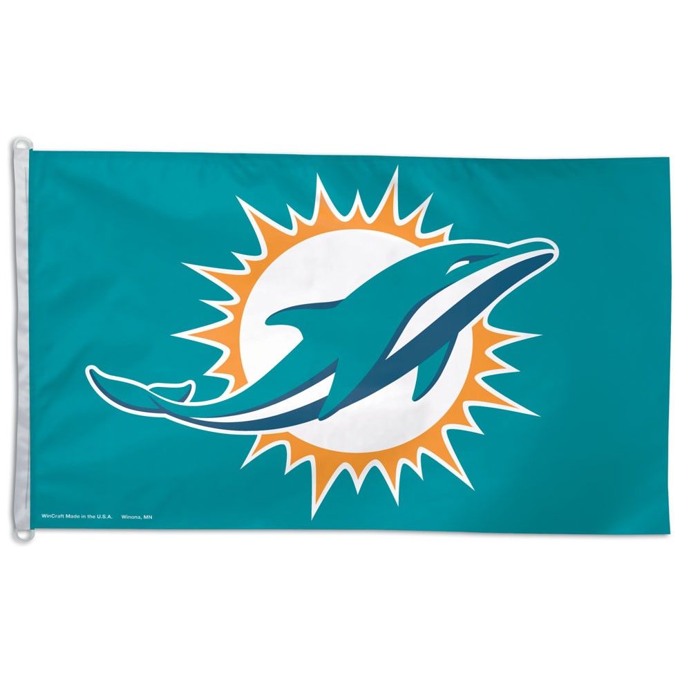 Miami Dolphins Team Helmet Banner Flag 3'x5′ NFL Licensed