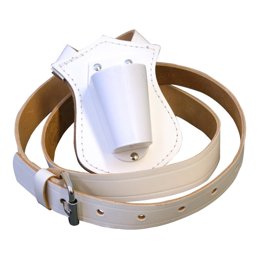 Single Strap Leather Parade Carrying Belt - White