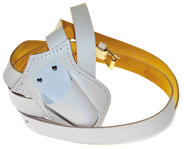 Double Strap Leather Parade Carrying Belt - White