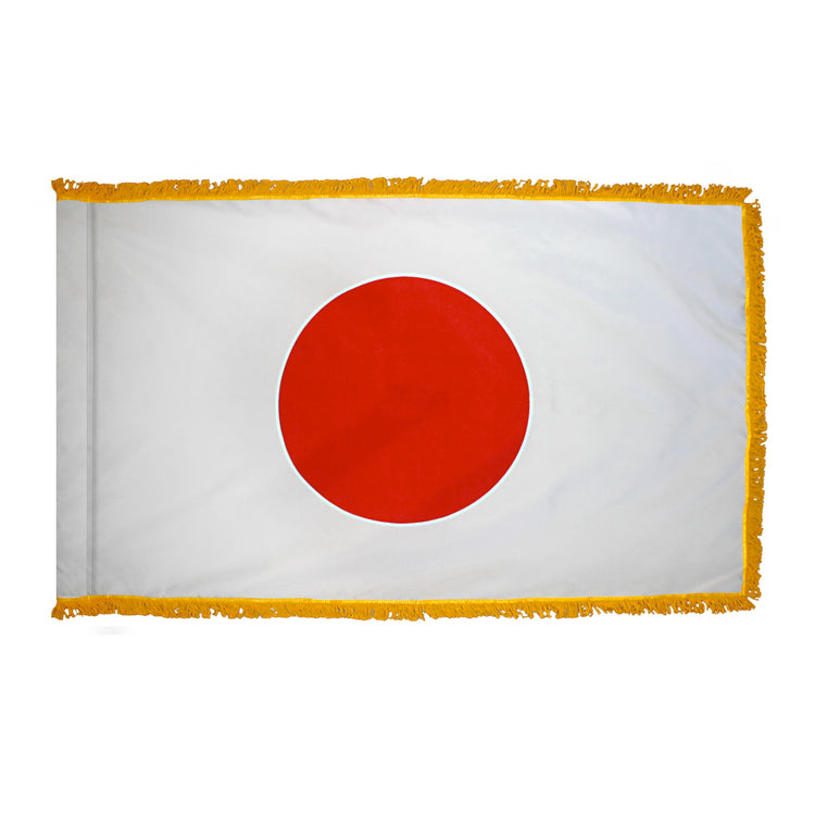 3x5 Japan Indoor Flag with Polehem Sleeve & Fringe