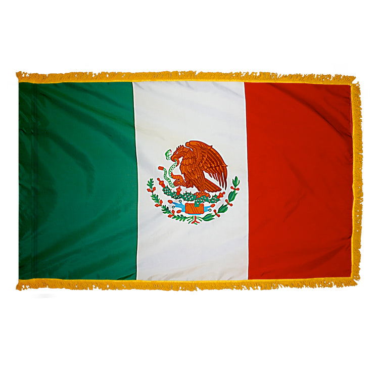 3x5 Mexico Indoor Flag with Polehem Sleeve & Fringe