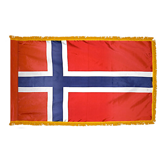 3x5 Norway Indoor Flag with Polehem Sleeve & Fringe