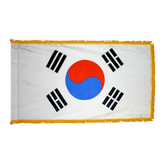 3x5 South Korea Indoor Flag with Polehem Sleeve & Fringe