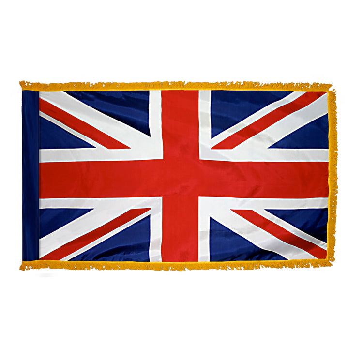 3x5 United Kingdom Indoor Flag with Polehem Sleeve & Fringe